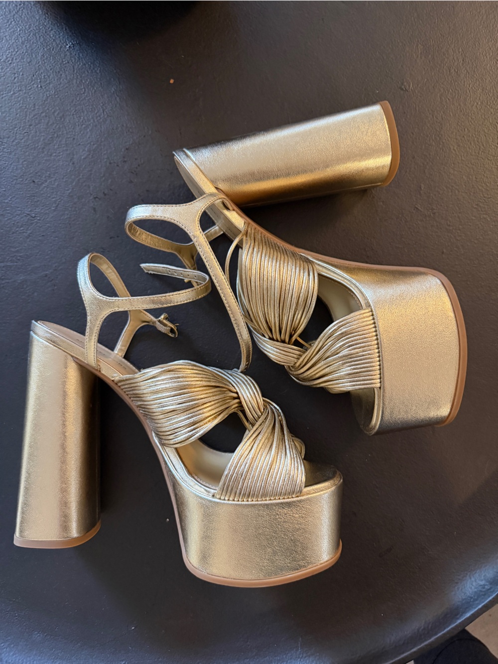 Michael Kors Metallic Gold Platform Block Heel Sandals - Women